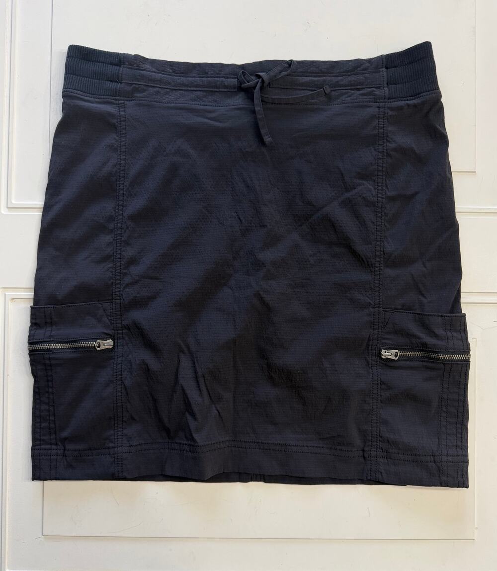Athleta Womens Sz 12T Black Nylon Drawstring Cargo Hiking Activewear Skirt